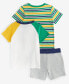 ფოტო #6 პროდუქტის Toddler Boys Striped T-Shirt, Go Long Graphic T-Shirt & Colorblocked Shorts, 3 Piece Set