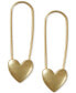 Gold-Tone Heart Safety Pin Drop Earrings