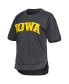 Women's Black Distressed Iowa Hawkeyes Arch Poncho T-shirt