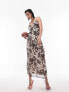 Topshop ruffle slip dress in animal print