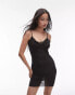 Фото #1 товара Topshop sheer crinkle lace trim mini dress in black