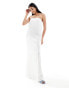 Фото #6 товара Vero Moda textured satin bandeau maxi dress in off white