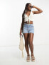 Miss Selfridge lace up detail crochet cami top in cream M - фото #7