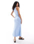 ASOS DESIGN ribbed midi dress with flared hem in sky blue