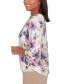 ფოტო #3 პროდუქტის Petite Women's Embellished Keyhole Floral Textured Top