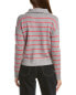 Фото #2 товара Qi Cashmere Striped Zip Mock Neck Cashmere Sweater Women's Grey Xs