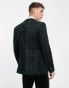 French Connection velvet blazer in black and green check