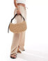 Фото #2 товара Mango crochet leather handle shoulder bag in light brown