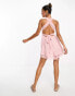 Фото #4 товара ASOS DESIGN dobby chiffon wrap around waist ballet micro mini dress in soft pink