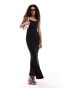 Фото #1 товара Urban Revivo ringer detail jersey maxi cami dress in black