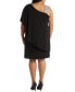 Фото #2 товара Plus Size Rhinestone-Trim One-Shoulder Dress