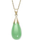 ფოტო #1 პროდუქტის Dyed Jade (10 x 20mm) Elongated Teardrop Pendant Necklace in 10k Gold