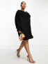 ASOS DESIGN Curve cowl neck long sleeve mini dress in black