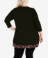 ფოტო #2 პროდუქტის Plus Size Ally Border Round Neck Tunic Top