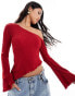 Фото #1 товара ASOS DESIGN asymmetric one shoulder textured top in red