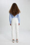 Фото #5 товара Mary Vintage Straight Fit Yüksek Bel Bilek Boy Beyaz Jean Pantolon C1318ax24sm