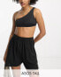 Фото #1 товара ASOS DESIGN Tall cotton textured beach short co-ord in black