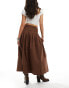 Фото #2 товара ASOS DESIGN poplin shirred waist maxi skirt in brown