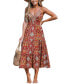 Фото #1 товара Women's Brick-and-Orange Boho Sleeveless Maxi Beach Dress