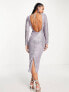 Фото #4 товара ASOS DESIGN embellished sequin pencil midi dress in purple