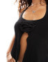 Noisy May halter open front top with rose detail in black