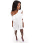 AX Paris ruffle one shoulder playsuit in white