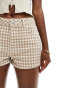 Фото #4 товара ASOS DESIGN denim micro shorts in brown gingham