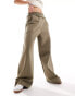 Фото #5 товара ASOS DESIGN wide leg jogger with raw edge waistband in khaki