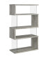 Фото #1 товара 63" Glass 4-Shelf Bookcase with Glass Panels