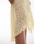 Фото #4 товара Topshop jersey hanky hem 90s length lace skirt in yellow