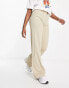 Bershka wide leg tailored trousers in mushroom