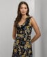 Women's Belted Floral A-Line Dress Черный, 10 - фото #4