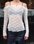 Фото #4 товара Labelrail x Daisy Birchall rosebud detail lace long sleeve top in white