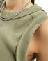 Free People edge detail ribbed vest in willow khaki