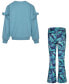 Фото #2 товара Little Girls 2-Pc. Fresh Cut Ruffled Sweatshirt & Leggings Set