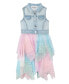 ფოტო #1 პროდუქტის Toddler & Little Girls Denim Vest Topper Dress
