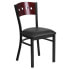 Фото #4 товара Hercules Series Black 4 Square Back Metal Restaurant Chair - Mahogany Wood Back, Black Vinyl Seat