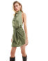 Фото #2 товара Aria Cove satin halterneck tie front mini dress in sage