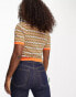 Morgan knitted chevron button through top in orange