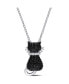 Фото #1 товара Macy's black Spinel (2 1/3 ct. t.w.) and Created White Sapphire Accent (0.06 ct. t.w.) Kitty Cat Necklace in Sterling Silver