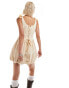 Фото #2 товара COLLUSION twill mini puffball dress with corset and ribbon detail in cream