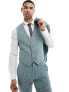 Фото #1 товара ASOS DESIGN wedding slim suit waistcoat in green crosshatch