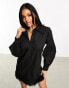 Jaded Rose faux feather hem shirt mini dress in black