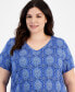 ფოტო #3 პროდუქტის Plus Size Marrakesh Medallion Print V-neck Top, Created for Macy's