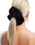 DesignB London oversized tweed hair scrunchie in black