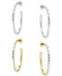 2-Pc. Set Textured Medium Hoop Earrings in Sterling Silver & 18k Gold-Plate, 1-1/4", Created for Macy's