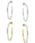 Фото #4 товара 2-Pc. Set Textured Medium Hoop Earrings in Sterling Silver & 18k Gold-Plate, 1-1/4", Created for Macy's