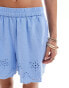 Pieces broderie shorts co-ord in hydrangea blue BLAU, XS - EU 34 - фото #3