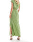 Фото #4 товара Vero Moda Petite plisse split maxi skirt co-ord in mid green