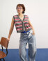 Фото #8 товара ASOS DESIGN crop knitted waistcoat in stripe